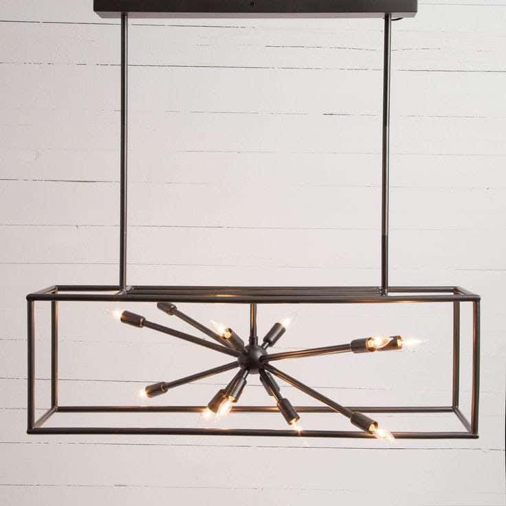 Ceiling Chandelier, 12 Lamp, 35×60×100 cm - Black