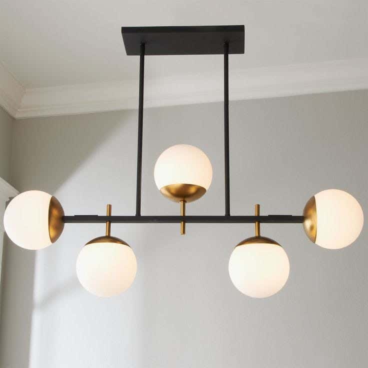 Ceiling Chandelier, 5 Lamp, 50×100 cm - Black Gold