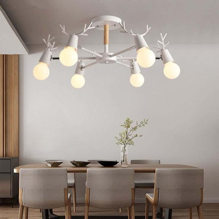 Ceiling Chandelier, 6 Lamp, 30×45 cm - White
