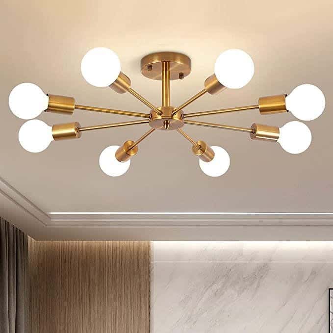 Ceiling Chandelier, 8 Lamps, 30×70 cm - Gold
