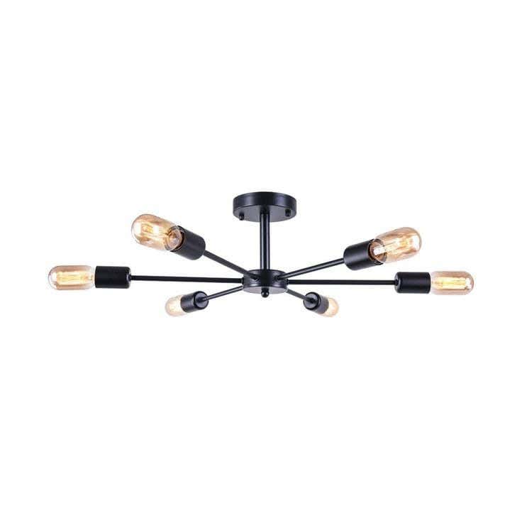 Ceiling Chandelier, 6 Lamps, 30×65 cm - Black