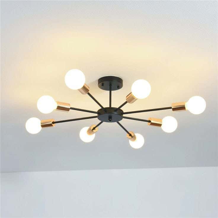 Ceiling Chandelier, 8 Lamps, 30×70 cm - Black