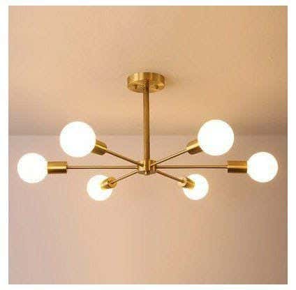 Ceiling Chandelier, 6 Lamps, 30×60 cm - Gold