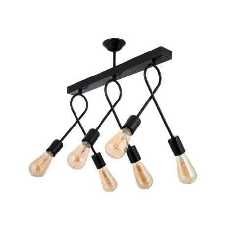 Ceiling Chandelier, 6 Lamps, 40×50 cm - Black