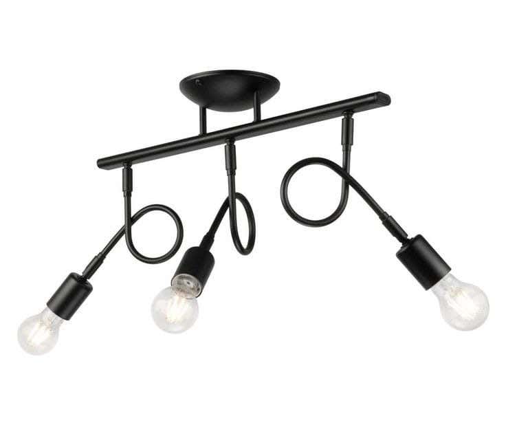 Ceiling Chandelier, 3 Lamps, 40×60 cm - Black