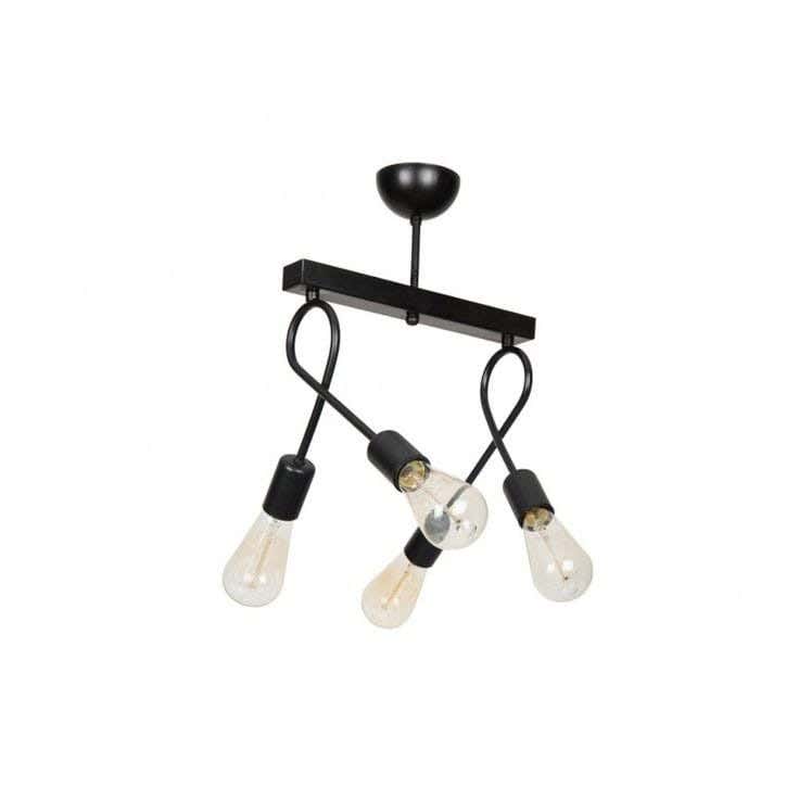 Ceiling Chandelier, 4 Lamps, 40×40 cm - Black