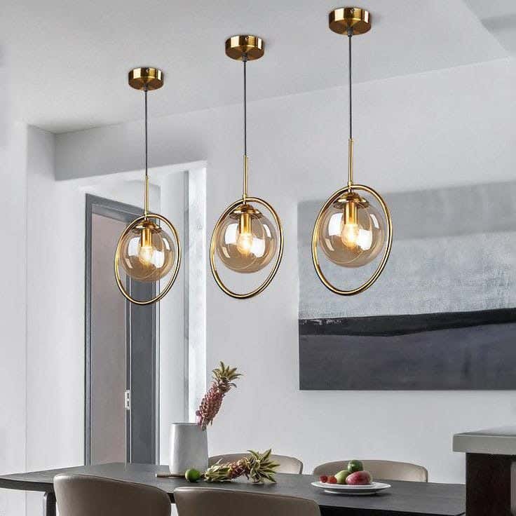 Modern Chandelier, 3 Bulbs - Gold