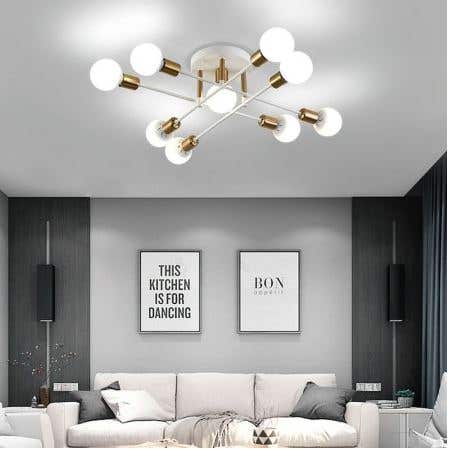 Modern Chandelier, 9 Bulbs - Gold