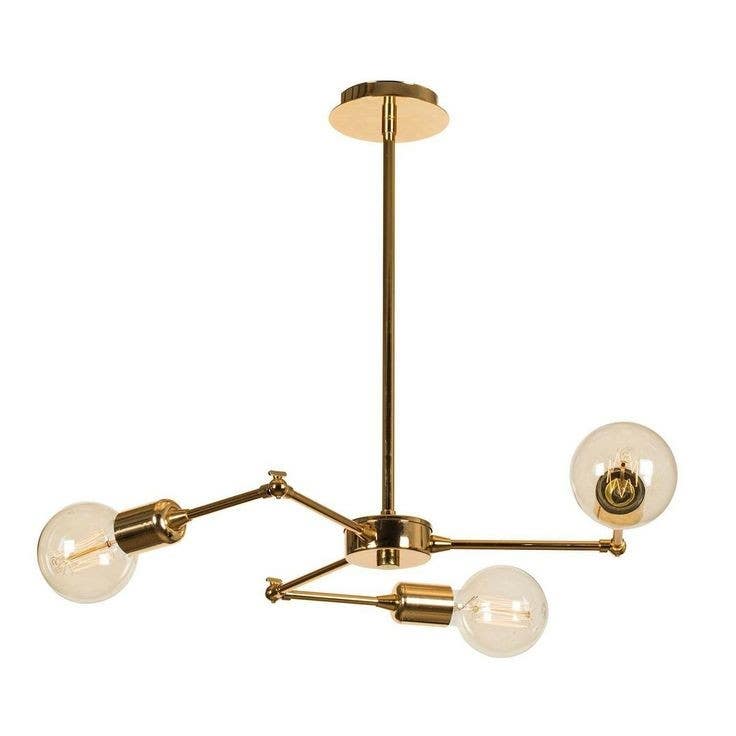 Ceiling Chandelier, 3 Lamp, 55×40 cm - Gold