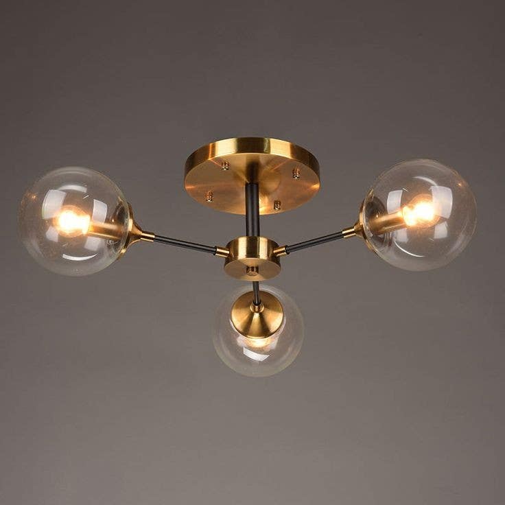 Ceiling Chandelier, 3 Lamp, 55×30 cm - Black Gold