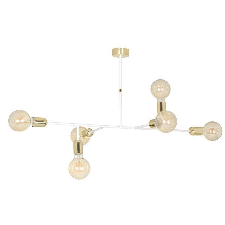 Ceiling Chandelier, 6 Lamp, 70×40 cm - White Gold