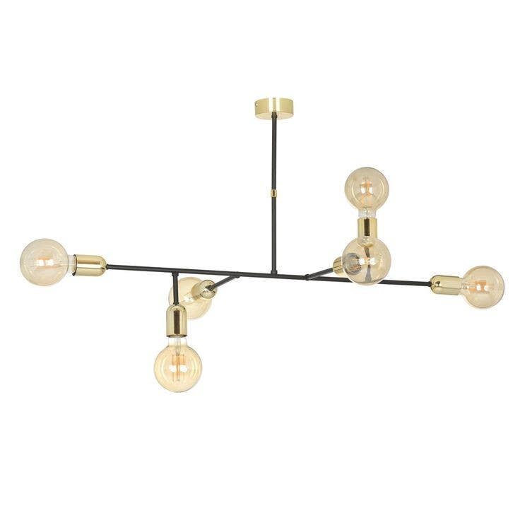 Ceiling Chandelier, 6 Lamp, 70×40 cm - Black Gold