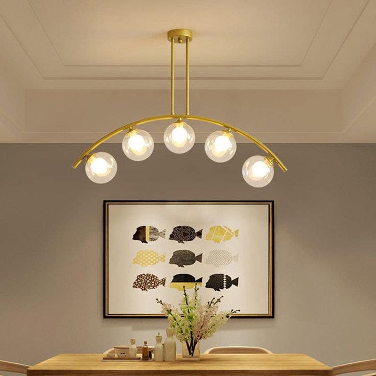 Ceiling Chandelier, 5 Lamp, 80×40 cm - Gold