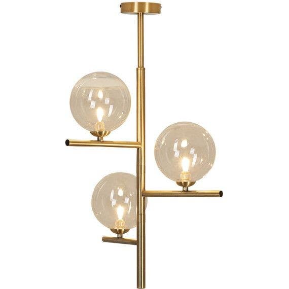 Ceiling Chandelier, 3 Lamp, 60×30 cm - Gold
