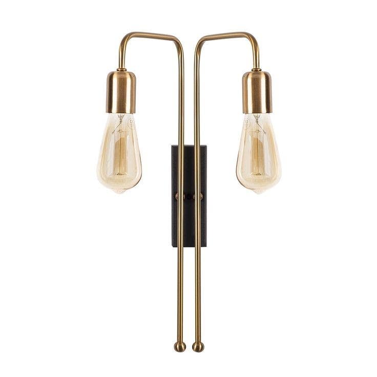 Wall Light Hanging, 2 Lamps, 40×25 cm - Black Gold