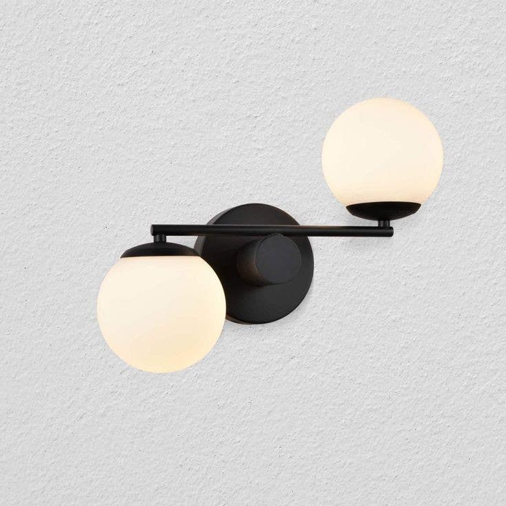 Wall Light Hanging, 2 Lamps, 15×30 cm - Black