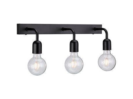Wall Light Hanging, 3 Lamps, 40×12 cm - Black