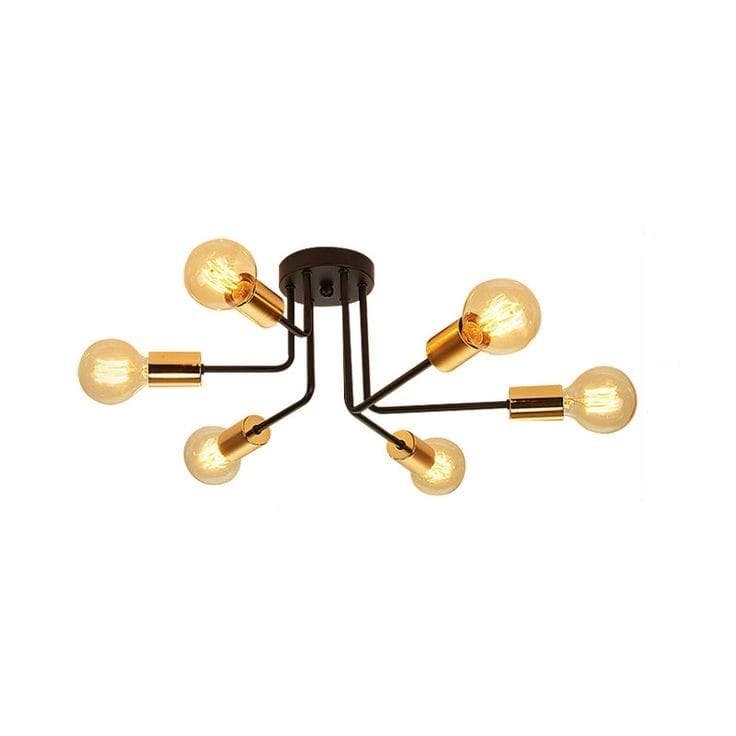 Ceiling Chandelier, 6 Lamps, 30×50 cm - Black
