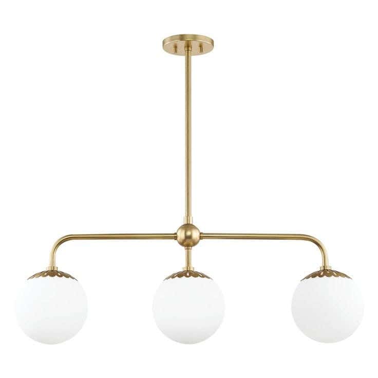 Ceiling Chandelier, 3 Lamps, 35×60 cm - Gold
