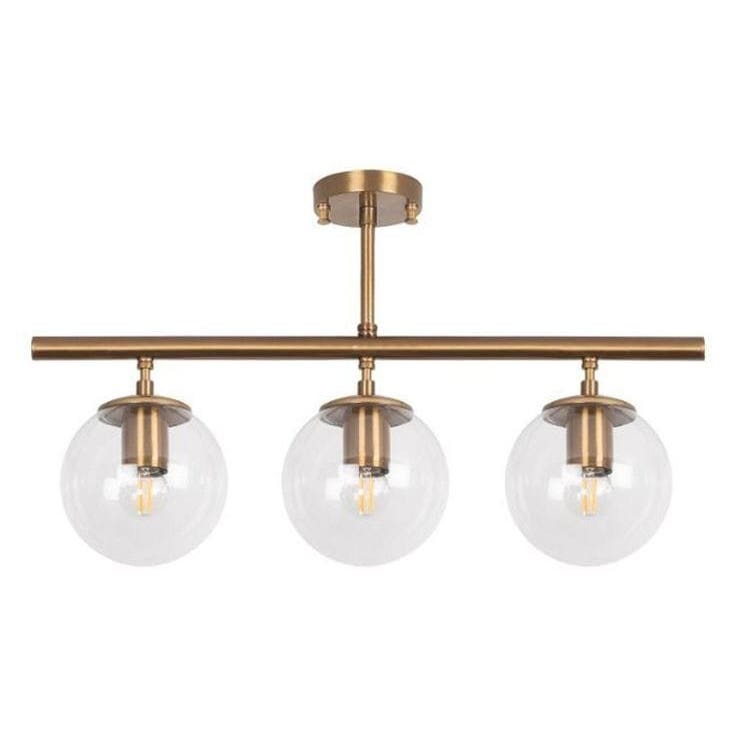 Ceiling Chandelier, 3 Lamps, 30×60 cm - Gold