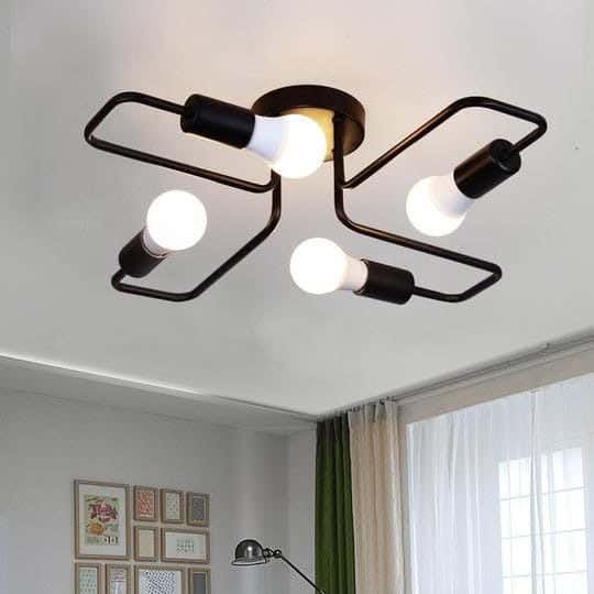 Ceiling Chandelier, 25×45 cm, 4 Lamps - Black