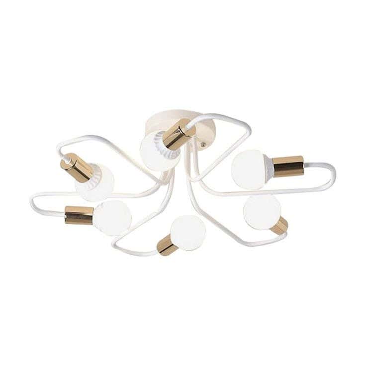 Ceiling Chandelier, 30×45 cm, 6 Lamps - White Gold
