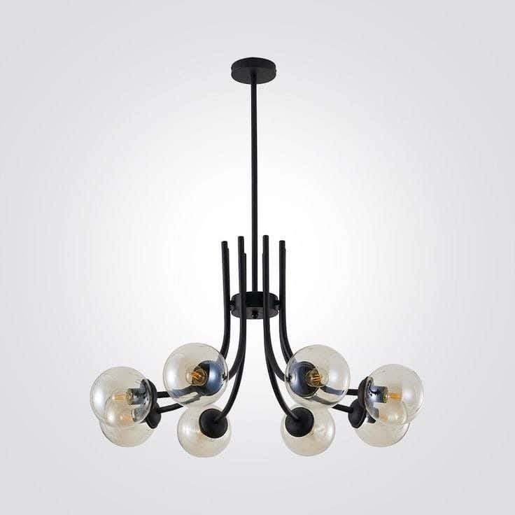 Ceiling Chandelier, 55×50 cm, 8 Lamps - Black