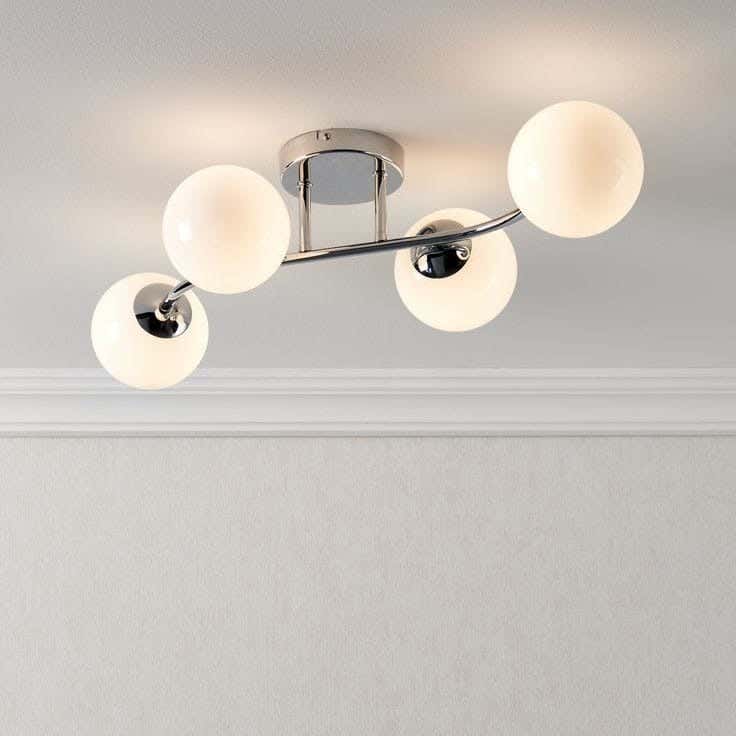 Ceiling Chandelier, 25×80 cm, 4 Lamps - Silver