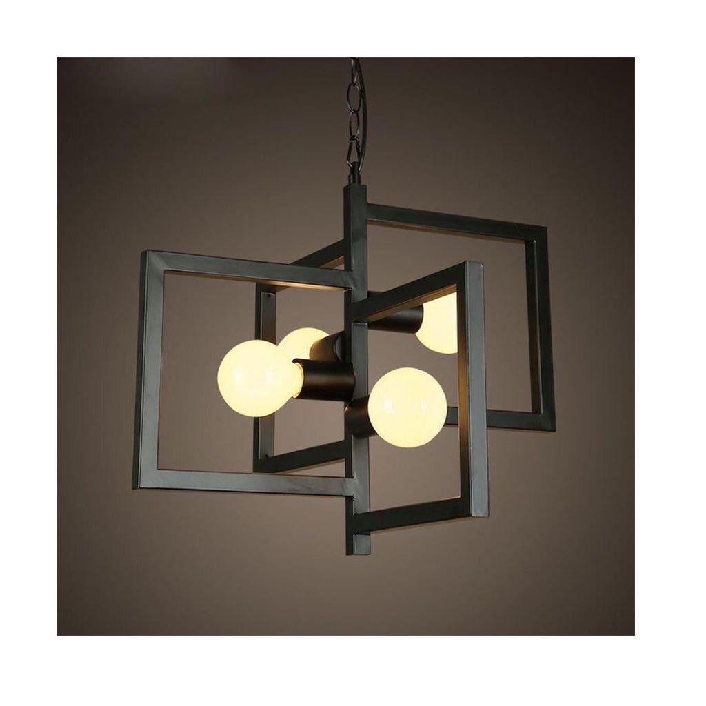 Ceiling Chandelier, 4 Lamp, 45×45 cm - Black