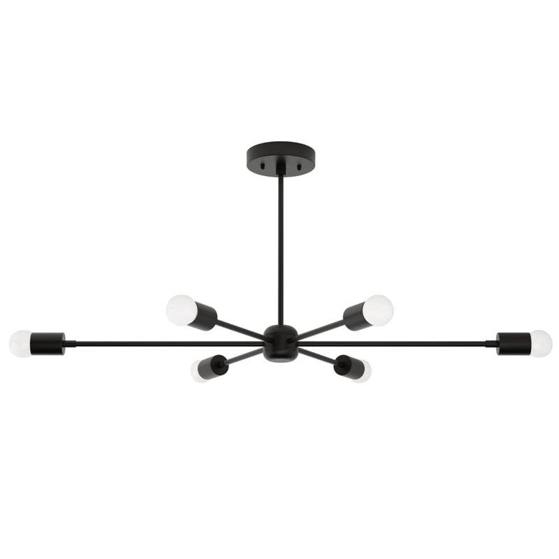Ceiling Chandelier, 6 Lamps, 35×75 cm - Black