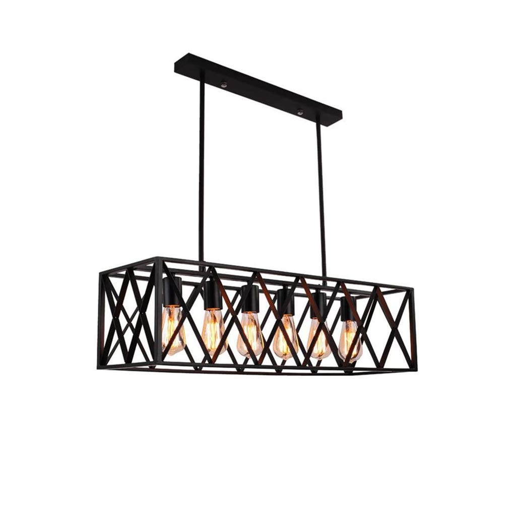 Ceiling Chandelier, 6 Lamp, 80×25 cm - Black