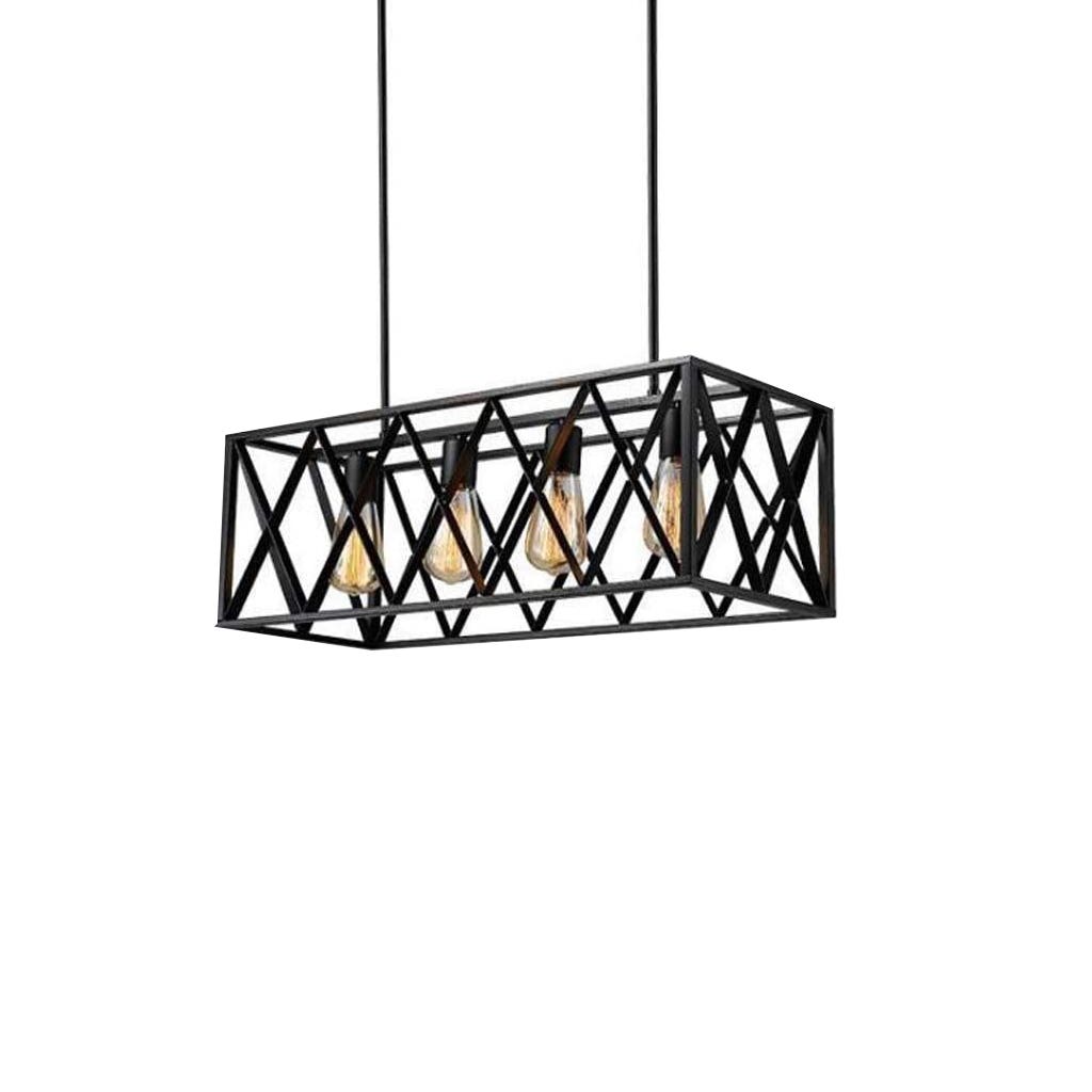 Ceiling Chandelier, 4 Lamp, 60×25 cm - Black