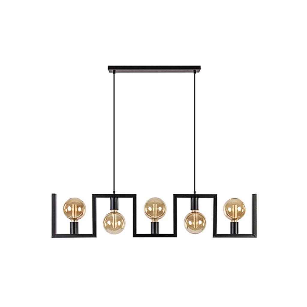 Ceiling Chandelier, 5 Lamp, 100×25 cm - Black
