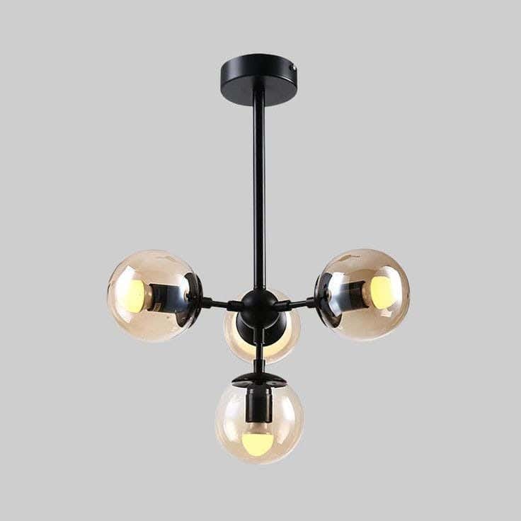 Ceiling Chandelier, 3 Lamps, 50×30 cm - Black