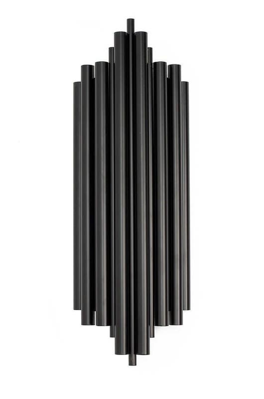 Wall Light Hanging, 2 Lamps, 35×18 cm - Black