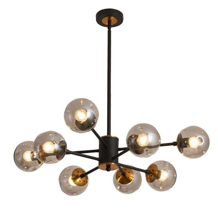 Ceiling Chandelier, 8 Lamps, 30×60 cm - Black
