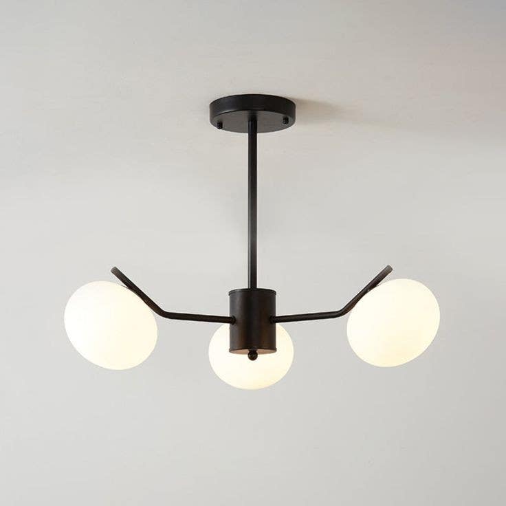 Ceiling Chandelier, 3 Lamps, 30×50 cm - Black