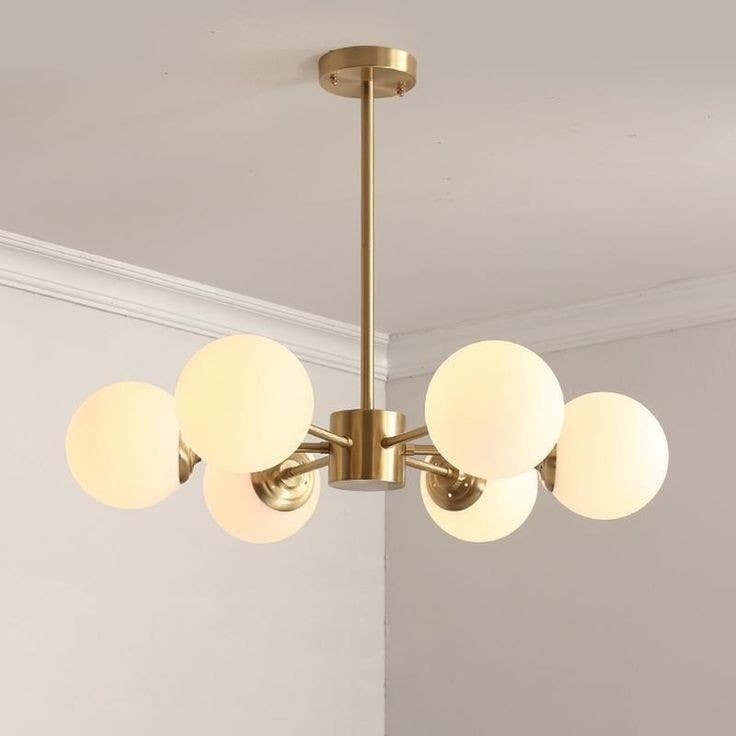 Ceiling Chandelier, 6 Lamps, 30×60 cm - Gold