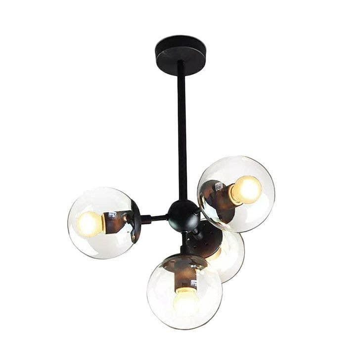 Ceiling Chandelier, 4 Lamps, 50×40 cm - Black