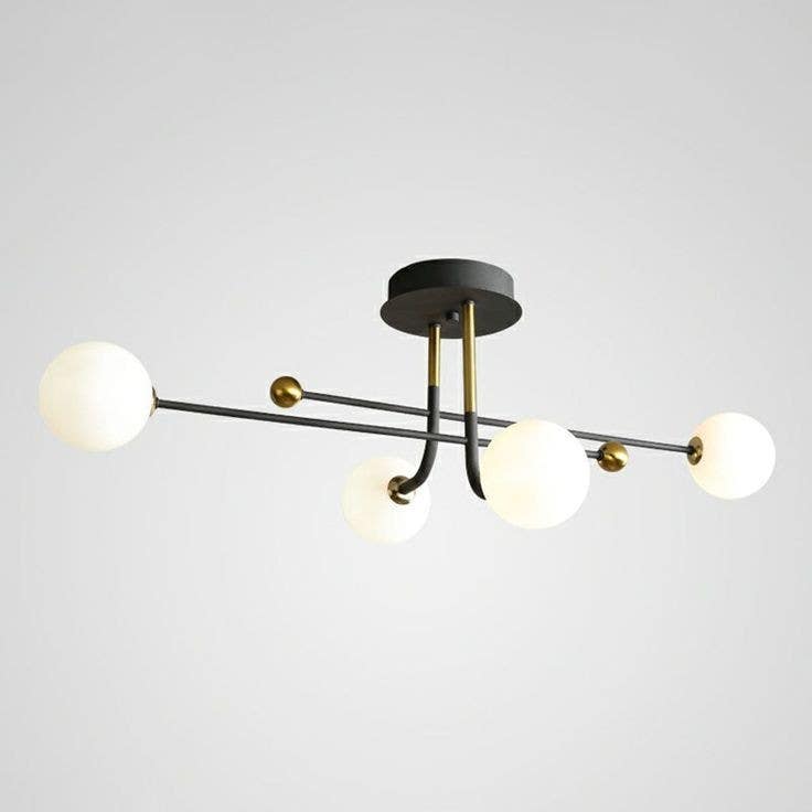 Ceiling Chandelier, 4 Lamps, 30×75 cm - Black Gold