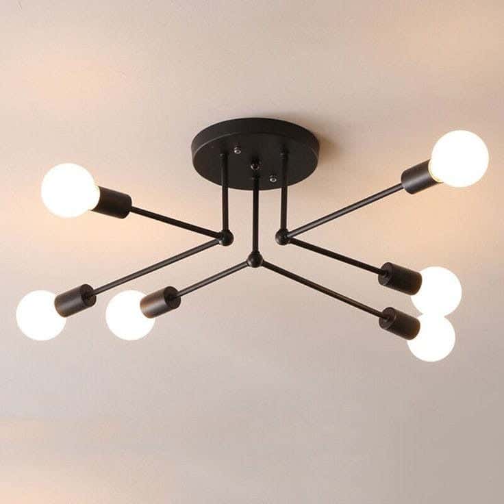 Ceiling Chandelier, 6 Lamps, 30×60 cm - Black
