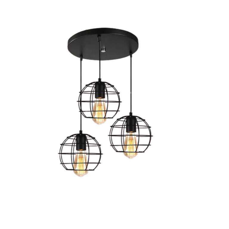 Ceiling Chandelier, 3 Lamp, 70×30 cm - Black