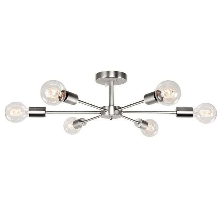 Ceiling Chandelier, 6 Lamps, 30×60 cm - Silver