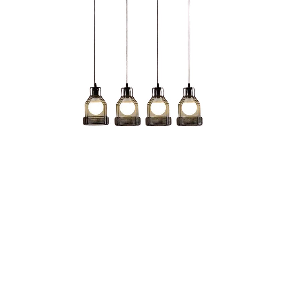 Ceiling Chandelier, 4 Lamp, 80×20 cm - Black