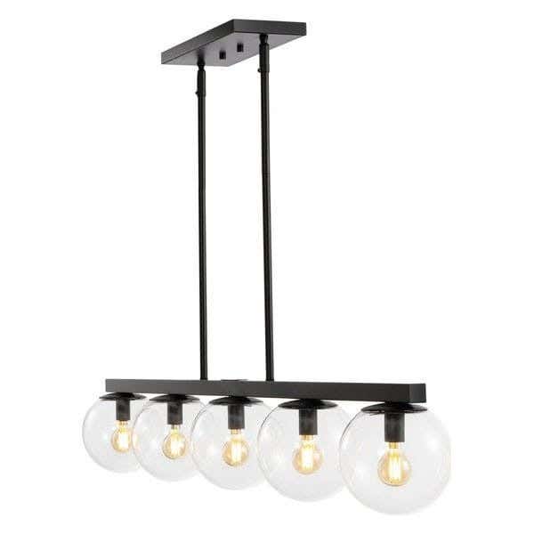 Ceiling Chandelier, 5 Lamps, 55×90 Cm - Black
