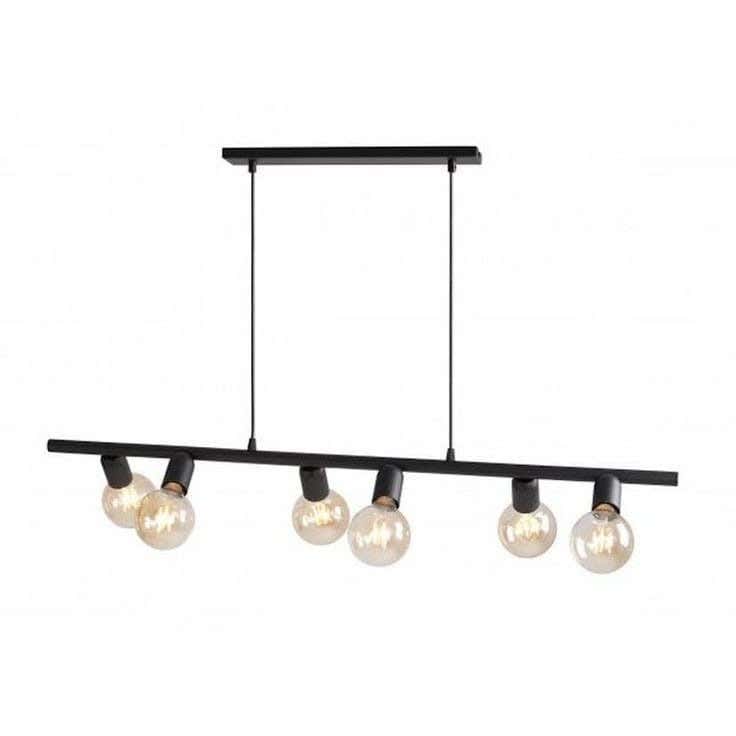 Ceiling Chandelier, 6 Lamps, 50×80 Cm - Black