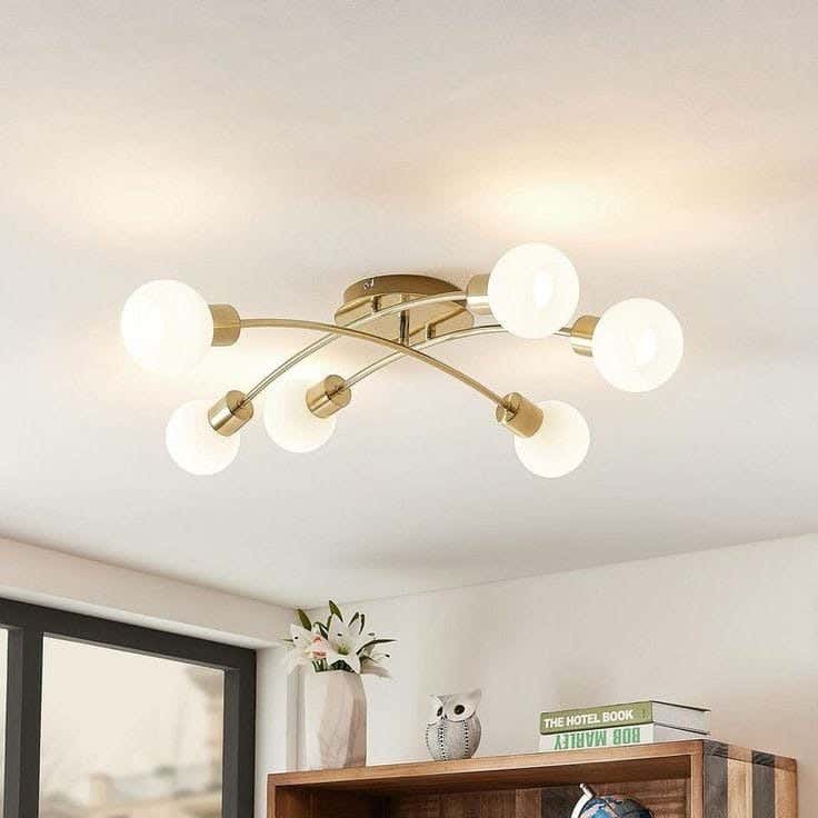 Ceiling Chandelier, 6 Lamps, 20×70 Cm - Gold