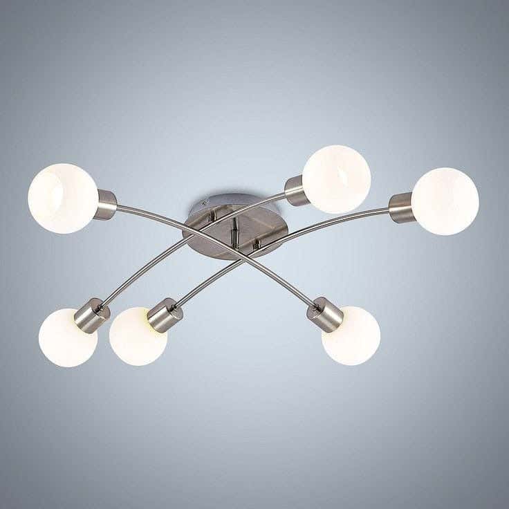 Ceiling Chandelier, 6 Lights, 20×70 Cm - Silver