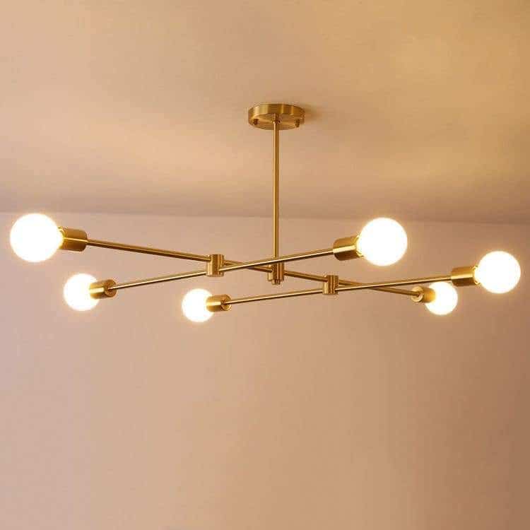 Ceiling Chandelier, 6 Lamps, 30×90 Cm - Gold
