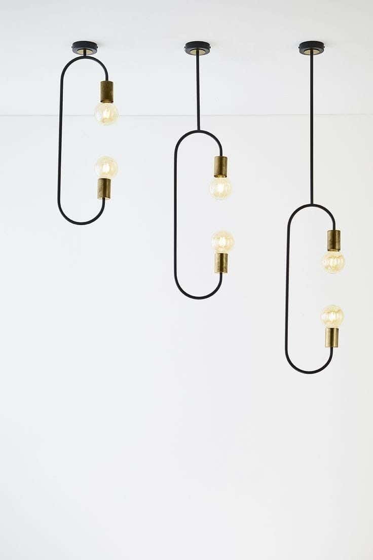 Metal chandelier, 6 bulbs, electrostatic paint - black gold